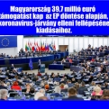 Magyarország tavaly novemberben 26,6 millió eurót kapott, most 13,1 millió eurót kap támogatásként az Európai Parlament döntése alapján
